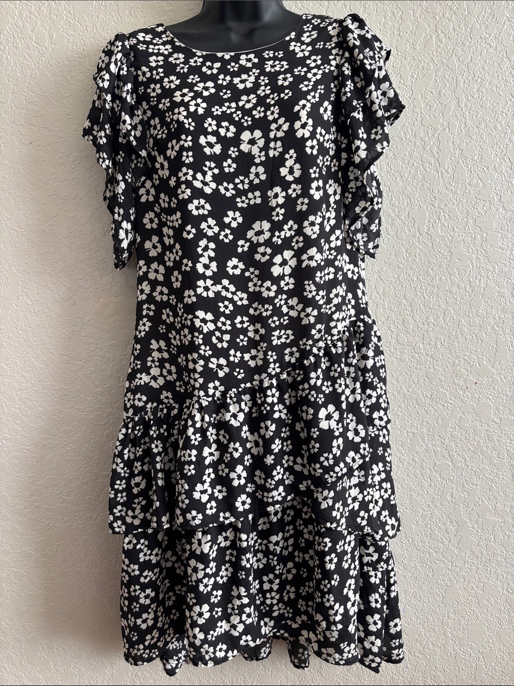 Who What Wear Black Dress with White Floral Print